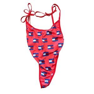 Tommy Hilfiger Women's Red exotic dancer stripper adult One Piece Swimwear Size